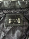 Vintage 90s Way of Life USA Flag Embroidered Leather Biker Jacket (L)