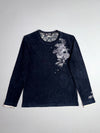 Big Train Osaka Navy Japanese Dragon & Sakura Print Long Sleeve Tee with Layered Cuffs(M/L)
