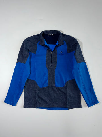 Black Yak Royal Blue & Charcoal Colourblock Half-Zip Fleece Pullover (M)