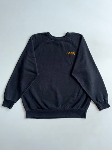 Vintage Jeep Embroidered Raglan Crewneck Sweatshirt – Black (L)