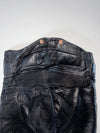 Vintage Black Leather High Waist Biker Pants with Belt & Ankle Zips (W:32) (L:43)