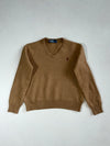 Polo Ralph Lauren V-Neck Knit Sweater – Camel Brown (S)