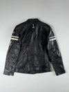 Daytona 73 Black Leather Café Racer Jacket – Quilted Shoulders & Moto Patches (S)