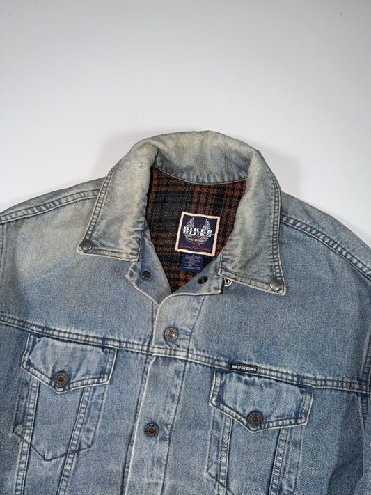Vintage 90s Harley-Davidson “Biker Blues” Denim Trucker Jacket – Wool Lined, Patched (XL/2XL)