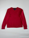 Tommy Hilfiger | Red Cotton Cashmere V-Neck Sweater | (XL)