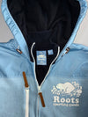 Roots Canada “Keep On Keepin’ On” Baby Blue Hybrid Shell-Hood Zip Hoodie (M)