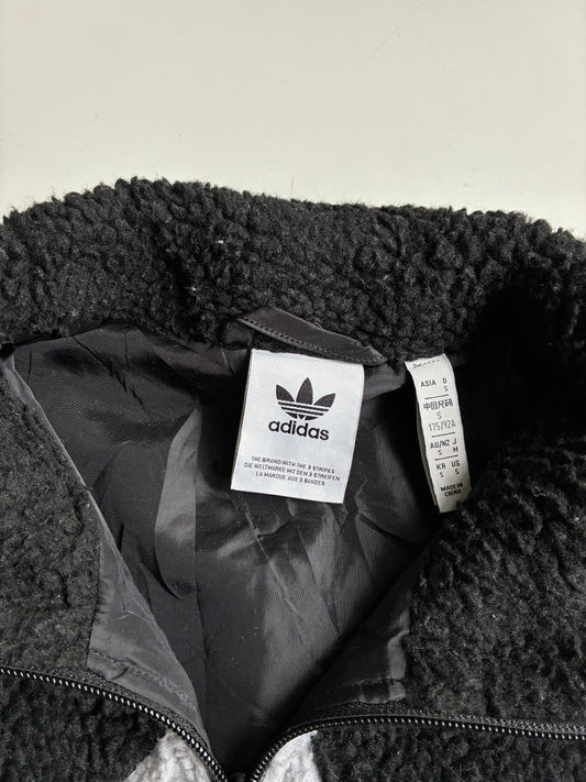 Adidas Originals Big Trefoil Sherpa Fleece Jacket – Black/Grey (XL)