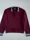 Polo by Ralph Lauren Quarter-Zip Sweatshirt – Burgundy with Striped Collar (L)