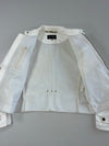 Vintage Armani Jeans White Perforated Leather Café Racer Biker Jacket (L)