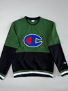 Champion Big C Logo Colorblock Crewneck Sweatshirt — Forest Green (M)