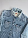 Levi's Light Wash Western Denim Shirt – Pearl Snap – Slim Fit – (M)