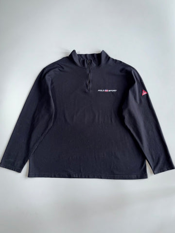 Vintage Polo Sport Ralph Lauren Black Quarter Zip Mock Neck Pullover (XL/2XL)