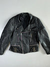 Vintage Quilted-Shoulder Leather Moto Jacket (S/M)