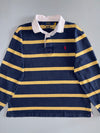 Polo Ralph Lauren Navy & Gold Striped Rugby Shirt Classic Fit (XL)