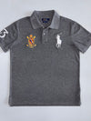 Polo Ralph Lauren Big Pony Crest Polo T-Shirt fully embroidered logo – Charcoal Grey (L)