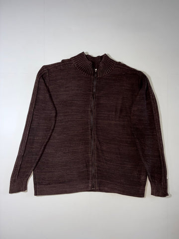 Vintage Columbia Brown Chunky Knit Full-Zip Sweater (2XL/3XL)
