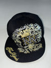 Y2K New York Crown Rhinestone Black Snapback – Gold Embroidery (56cm)