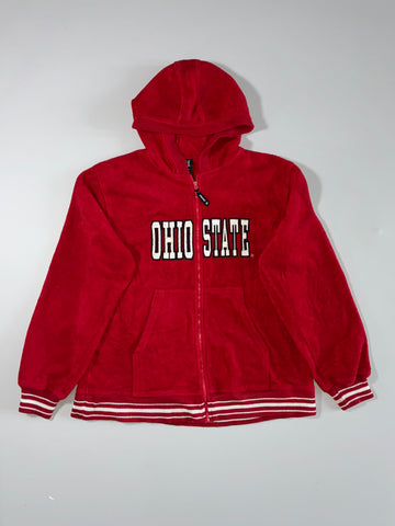 Vintage Ohio State Buckeyes Starter Fleece Full Zip Hoodie Red (M)