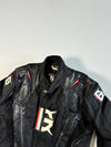 Ghost Racing Leather/Textile Hybrid Motorcycle Jacket Black/Red/White, CE Armour,Back Hump, Padded (S)