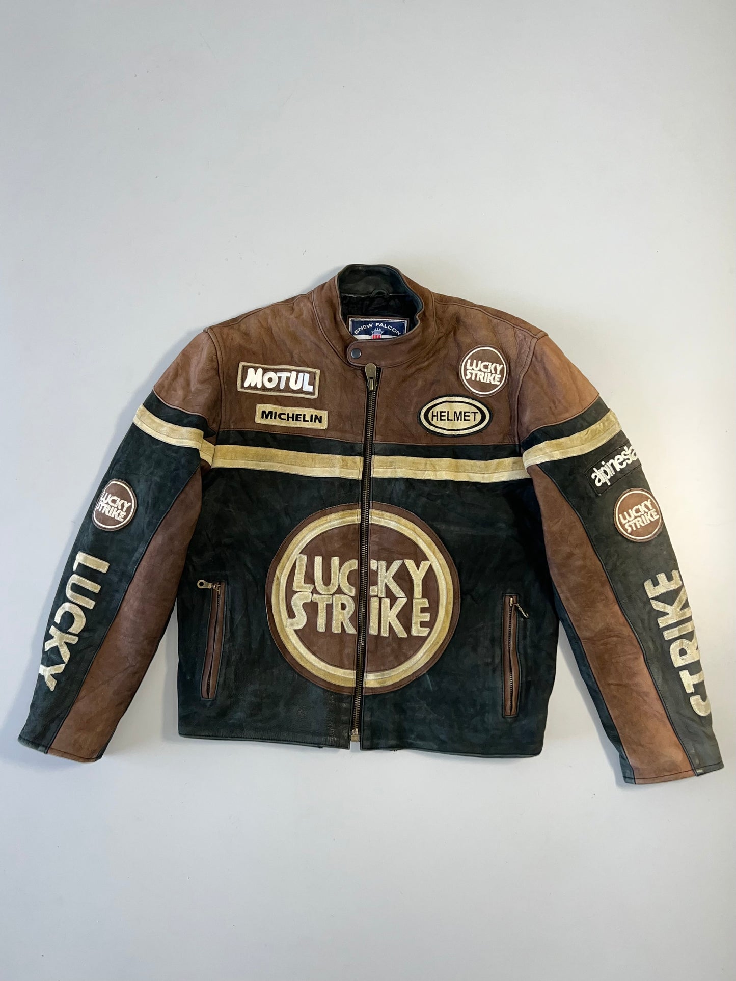 ZVintage Lucky Strike 90s (RARE FIND) Original Leather Jacket (M)