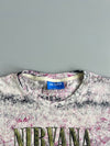 Nirvana Kurt Cobain All-Over Print Acid Wash Double-Sided Graphic T-Shirt (L/XL)