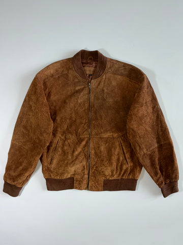 Bramdon Ribbed-Collar Suede Bomber Jacket (2XL)