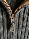 Schott NYC Chunky Rib Knit Zip-Up Hooded Sweater(M)