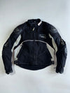 FLM Greyhound Black Grey Textile Moto Jacket / Carbon Fiver Protection (Paded)(M)