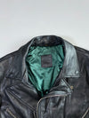 Vintage Belted Green-Lined Leather Biker Jacket (L)