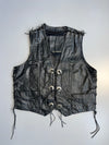 ZPremium Black Leather Bike Vest -Eagle Design (M/L)