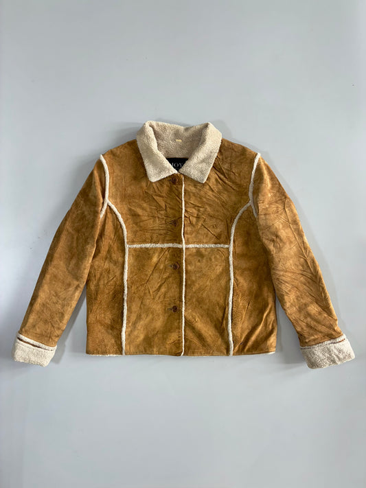 Vintage Premium Original Sued Leather Jacket Furr Inside (M)