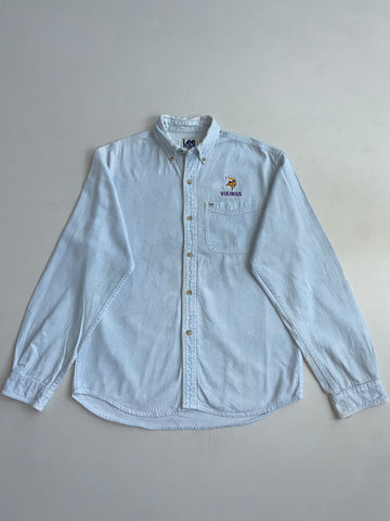 Vintage Lee Sport Light Wash Vikings Denim Shirt (M)