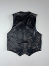 Vintage Leather Vest – Genuine Leather Waistcoat Black (S)