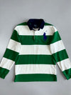 Vintage Polo Ralph Lauren Big Pony Green White Stripe Rugby T-Shirt (S)