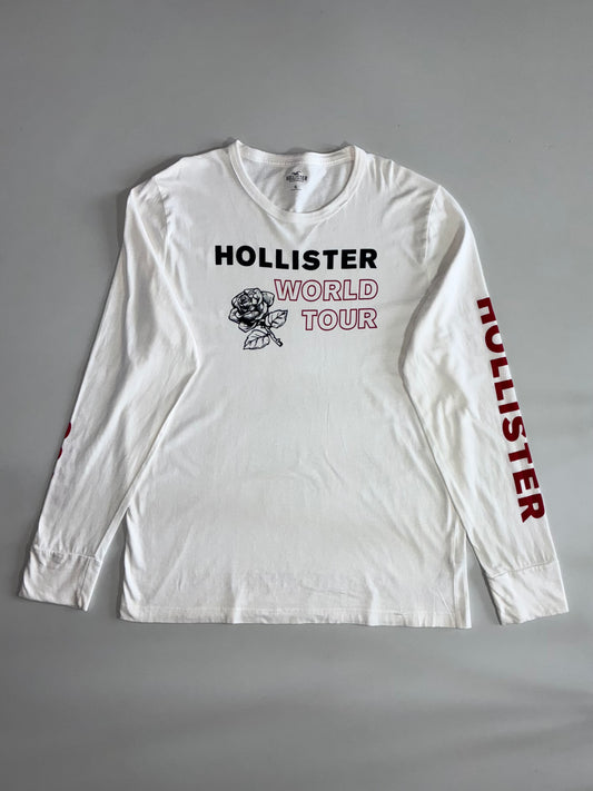 Hollister California World Tour Rose Graphic Long Sleeve T-Shirt – White (XL)