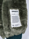 Various Green Satin Bomber Jacket with Faux Fur Hood Reversible (L/XL)