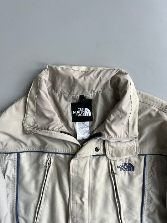 The North Face Cream Technical Shell Jacket with Navy Piping and Mesh Lining (XL)