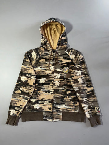 Vintage Y2K Jeep Autumn Leaf Camo Zip-Up Hoodie (L)