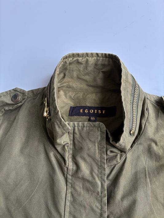 Egoist Olive Military Field Jacket with Beaded Pockets & Patches woman’s (S)