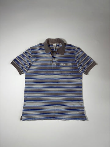 Nike Y2K Striped Pocket Polo, Grey/Blue, Made in Hong Kong (L)