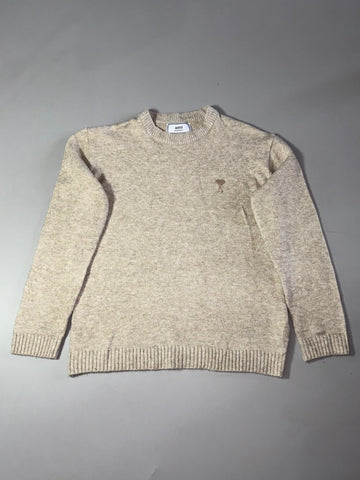 Ami Paris Beige Ami de Coeur Logo Knit Sweater (S)