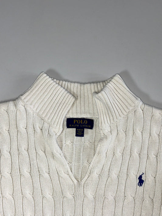 Polo Ralph Lauren | Cable Knit Split Neck Sweater Cream | (S)