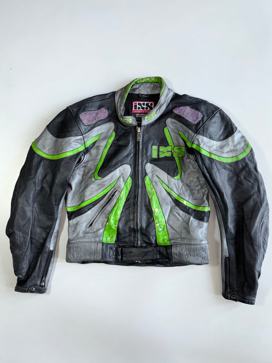 IXS Motorcycle Fashion | Aggressive Colorblock | Leather Moto Jacket (Paded)(M)