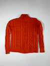 Lauren Ralph Lauren Burnt Orange Aran Cable Knit Mock Neck Sweater –  (L)