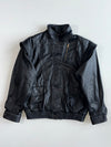 Vintage Leder Black Leather Bomber Jacket Detachable arms(L)