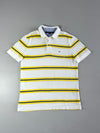 Tommy Hilfiger White & Yellow Striped Polo T-Shirt (L/XL)