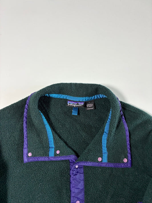 Patagonia | Vintage 90s Synchilla Snap-T Fleece – Forest Green Purple Trim (L)