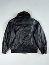 Vintage Ventura Leather Jacket – Black – Fur Collar – Burgundy Lining (XL)