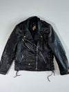 Vintage Kito Lace-Up Black Leather Biker Jacket (S)