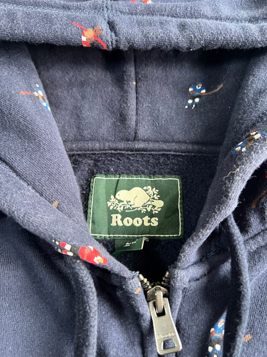 Roots | Navy Hockey Print Zip Hoodie (M)